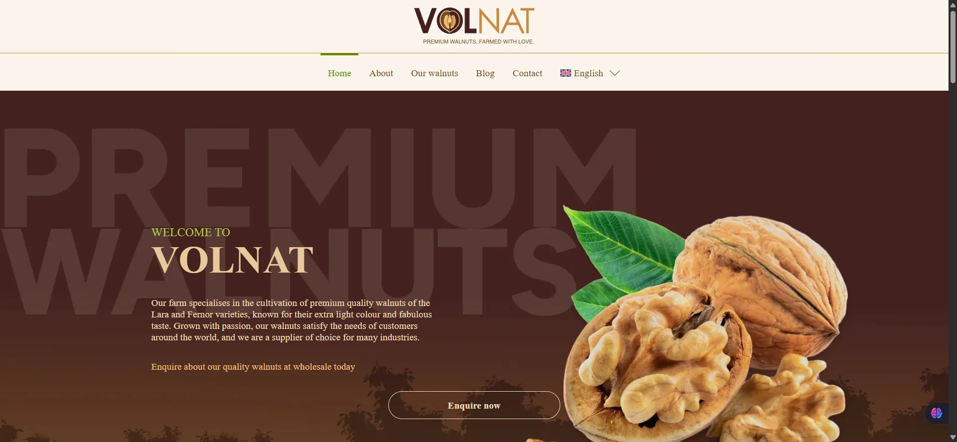 Walnut Farm Landing Page interface view 1 of 3